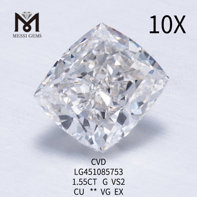 1,55 quilates g vs2 almofada cvd corte de diamante cultivado em laboratório preço de fábrica