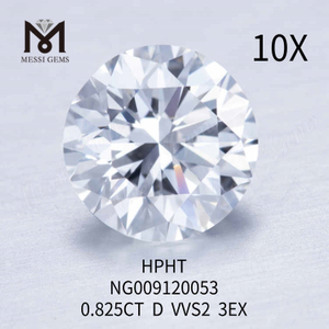 0,825CT VVS2 3EX diamante de laboratório solto redondo branco 