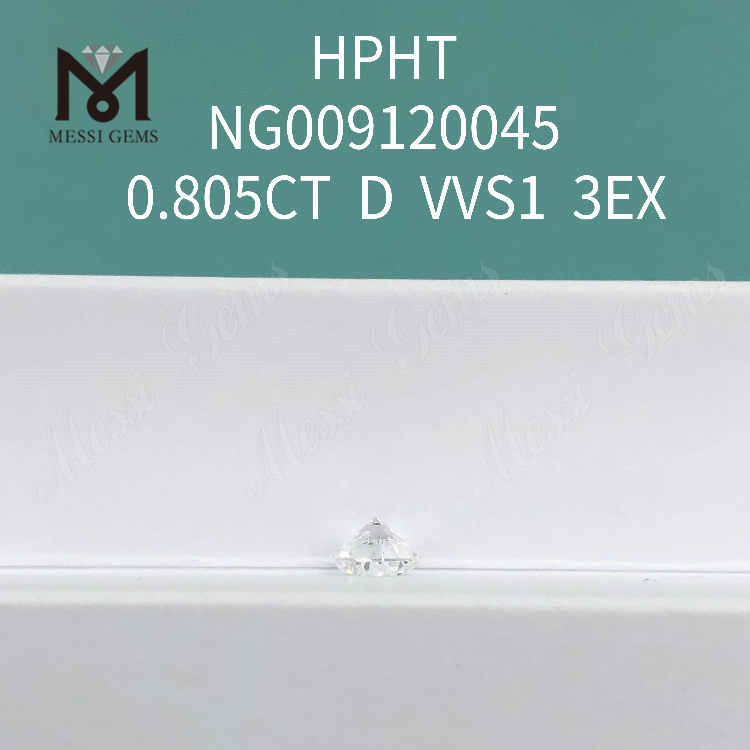 0,805CT Redondo D VVS2 3EX diamante solto cultivado em laboratório 