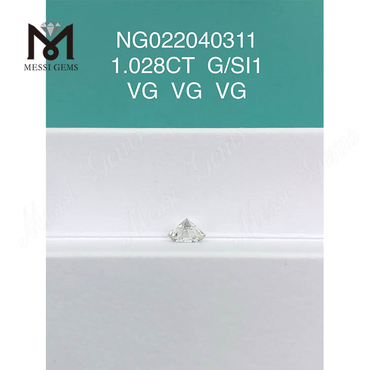 G 1,028 ct SI1 diamante branco cultivado em laboratório pedra redonda EX CUT