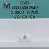 3,03 ct F VS2 Diamantes de laboratório redondos VG Cut Grade
