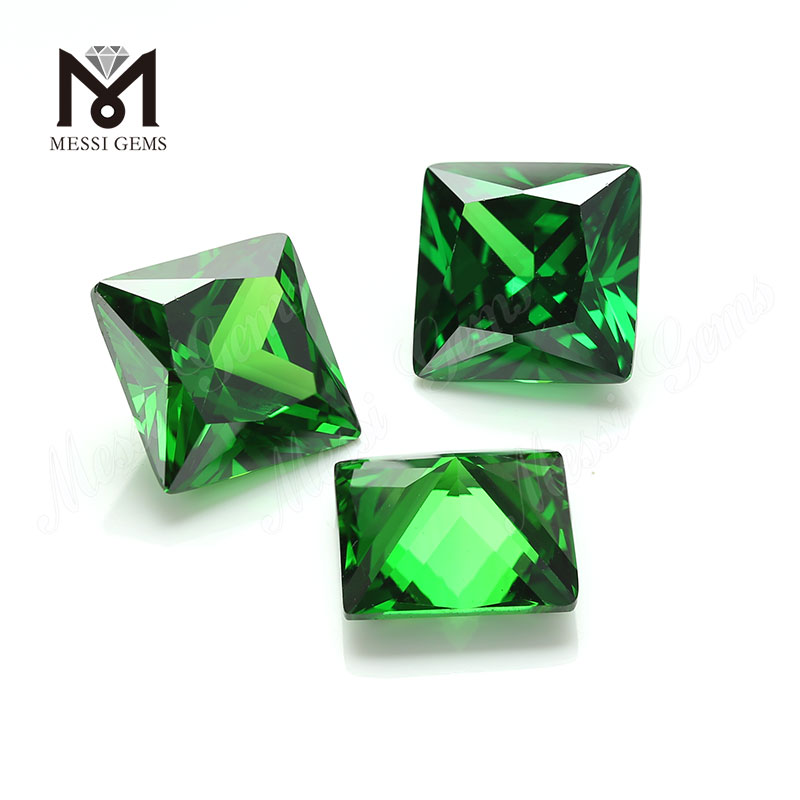 Pedras soltas CZ verdes em forma quadrada de zircão de alta qualidade com preço baixo