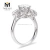 anel de casamento de flor de diamante de moissanite de ouro branco 18k real de 1 quilate 