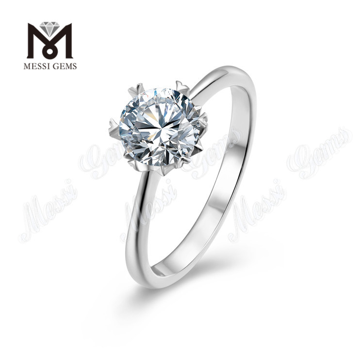 Messi Gems clássico redondo moissanite diamante eternidade 925 anel de prata esterlina