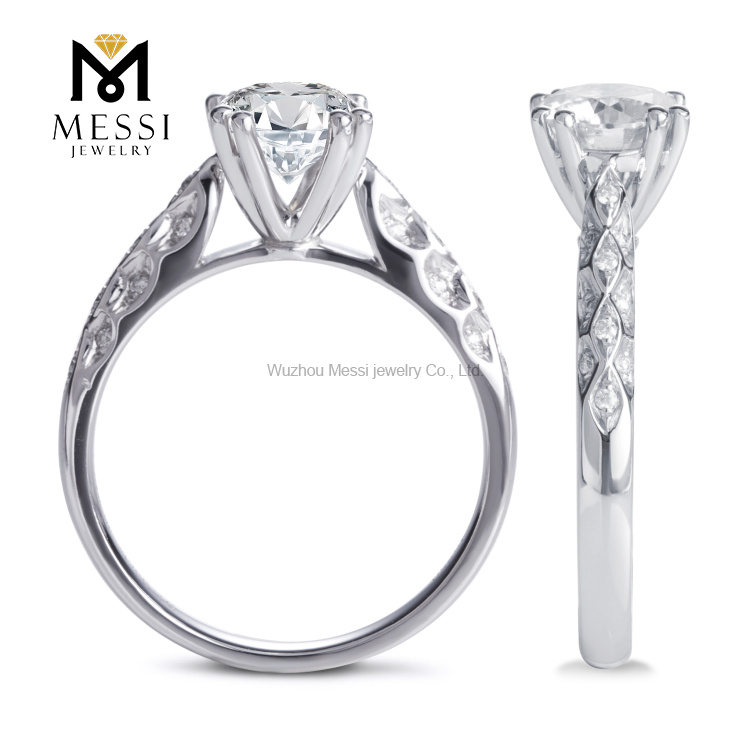 Jóias de ouro Messi 14k 18k anéis de jóias de ouro branco 8 pinos configuração
