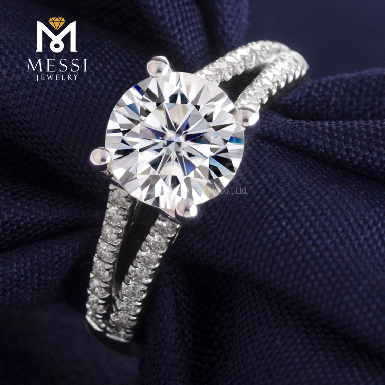 Anéis de diamante moissanite de 1,5 ct anéis de noivado de noivado em ouro branco maciço 14k 18k