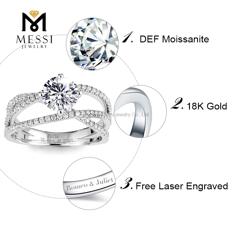 Novos designs torção de ouro 14k sólido moissanite diamante anel de casamento para mulheres