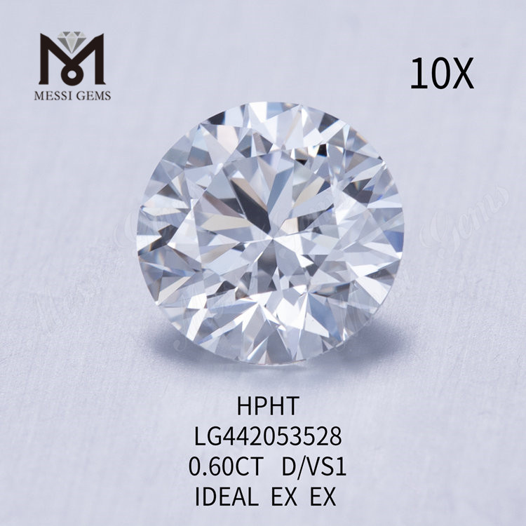 0,60 quilates D VS1 Redondo BRILLIANT IDEL Diamantes de laboratório lapidados