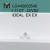 1,71 quilates D VS2 IDEAL Diamantes chineses cultivados em laboratório de corte redondo à venda