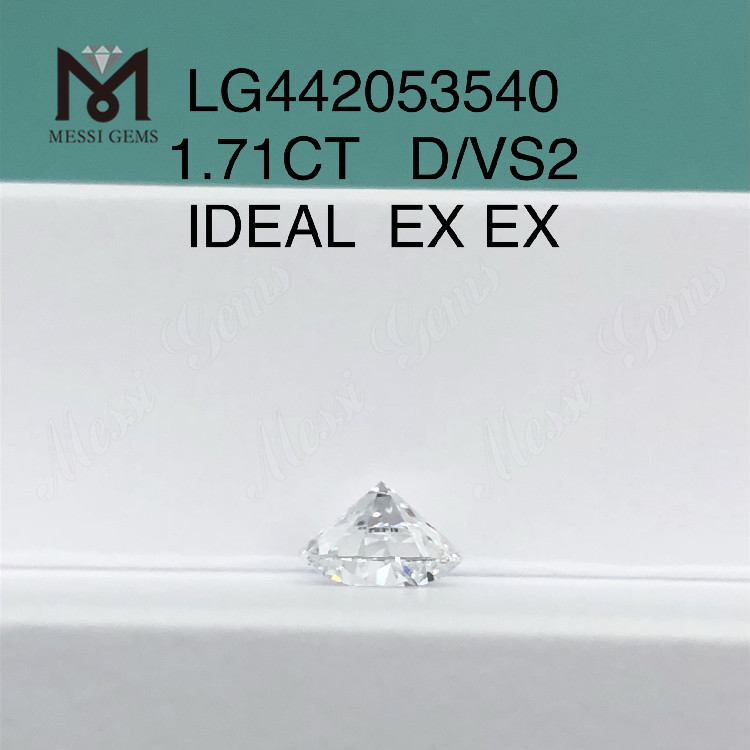 1,71 quilates D VS2 IDEAL Diamantes chineses cultivados em laboratório de corte redondo à venda