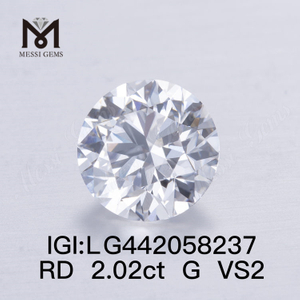 2,02 ct G VS2 Diamantes cultivados em laboratório Diamantes sintéticos soltos lapidados redondos IGI