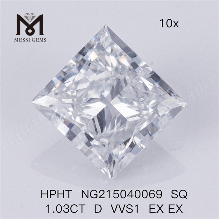 Pedra de diamante cultivada em laboratório HPHT SQ 1.03CT D VS1 EX EX