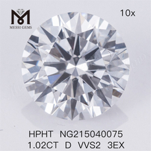 Diamantes de laboratório 1.02CT HPHT D VVS2 3EX RD