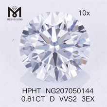0,81CT D VVS2 3EX Lab Diamond HPHT Diamante sintético