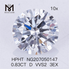 HPHT 0,83CT D VVS2 preço de atacado 3EX Lab Diamonds 