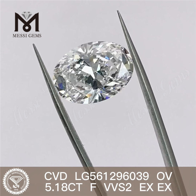 5.18CT OV F VVS2 EX EX LG561296039 diamante cultivado em laboratório CVD 