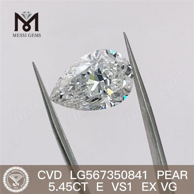 5.45CT E VS1 EX VG PEAR corte CVD diamante cultivado em laboratório LG567350841