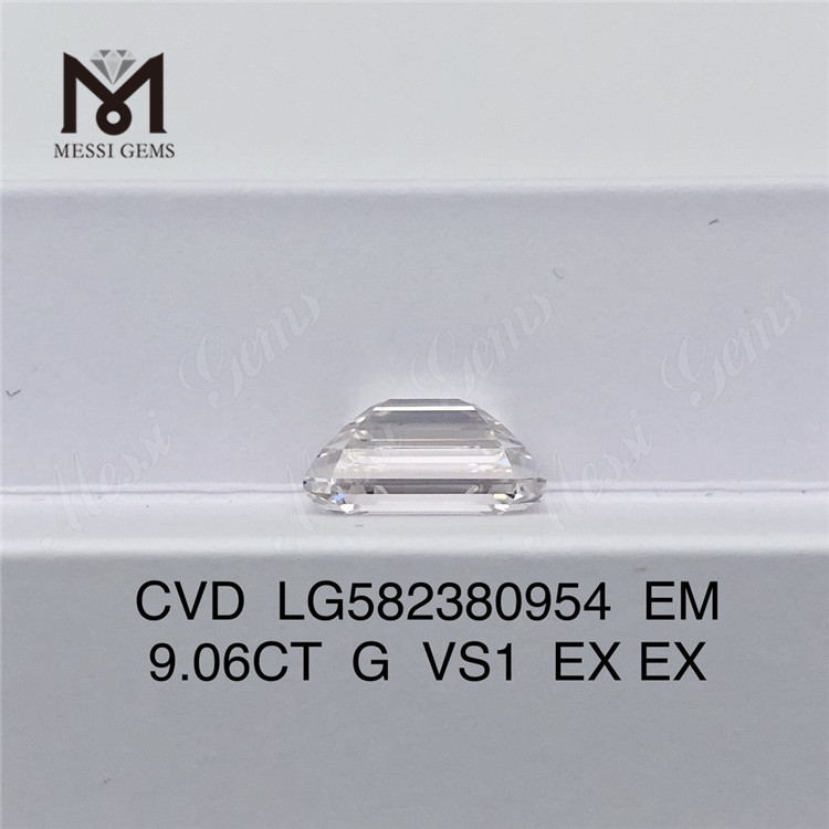 9.06CT G VS1 EM corte EX EX esmeralda laboratório criado diamante CVD LG582380954