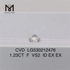 Diamante de laboratório cvd de 1,23 ct F VS2 diamante de laboratório branco redondo solto preço de atacado