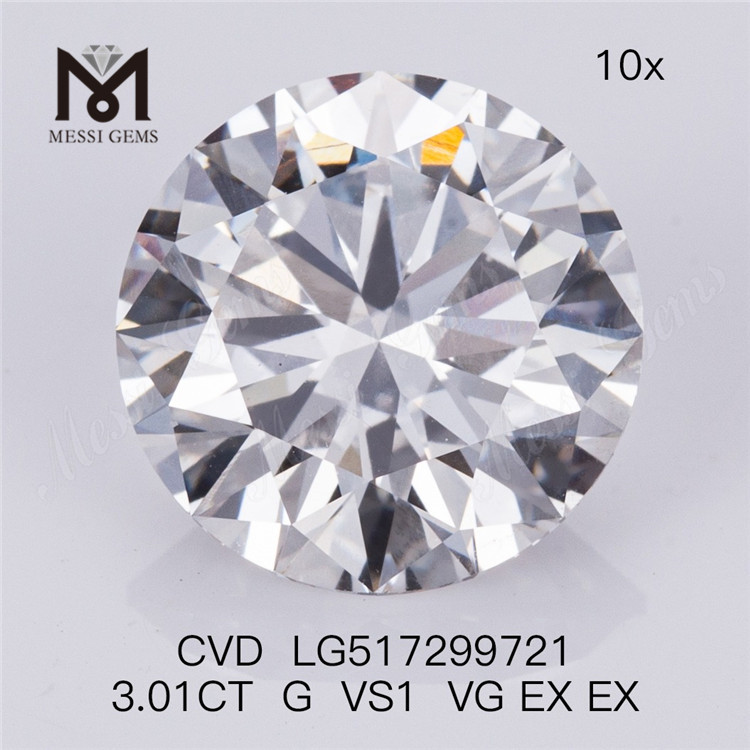 3.012 quilates G Color VS1 claridade Preço de fábrica em estoque Envio rápido Diamante cvd cultivado em laboratório