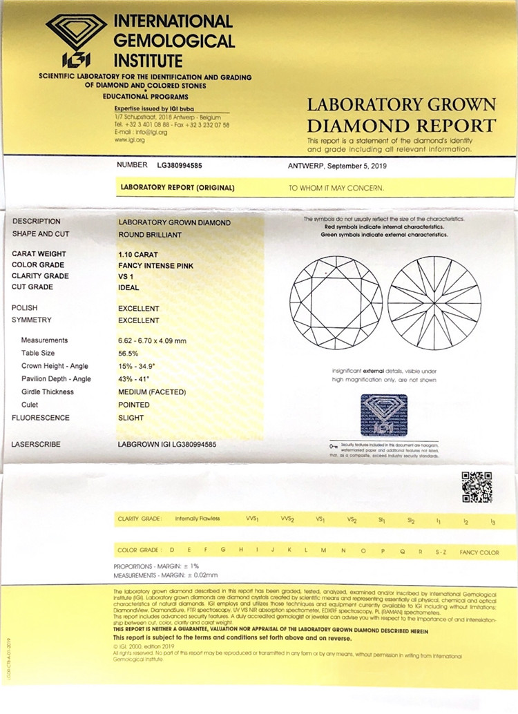Fornecedores de diamantes cultivados em laboratório de 1,1 ct vs ct