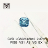 2,37ct Asscher Cut VS diamante sintético azul 7,10X7,03X4,89MM