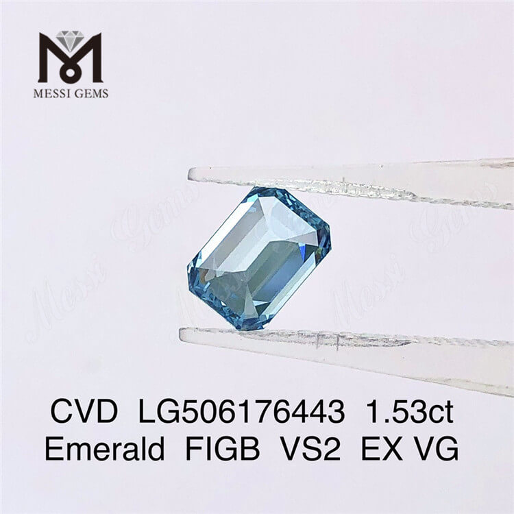 Diamante com corte esmeralda de 1,53 ct cultivado em laboratório Diamante azul preço de atacado