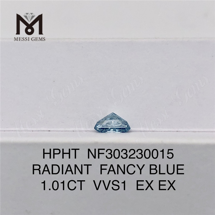1.01CT VVS1 RADIANT FANCY BLUE diamante cultivado em laboratório HPHT NF303230015