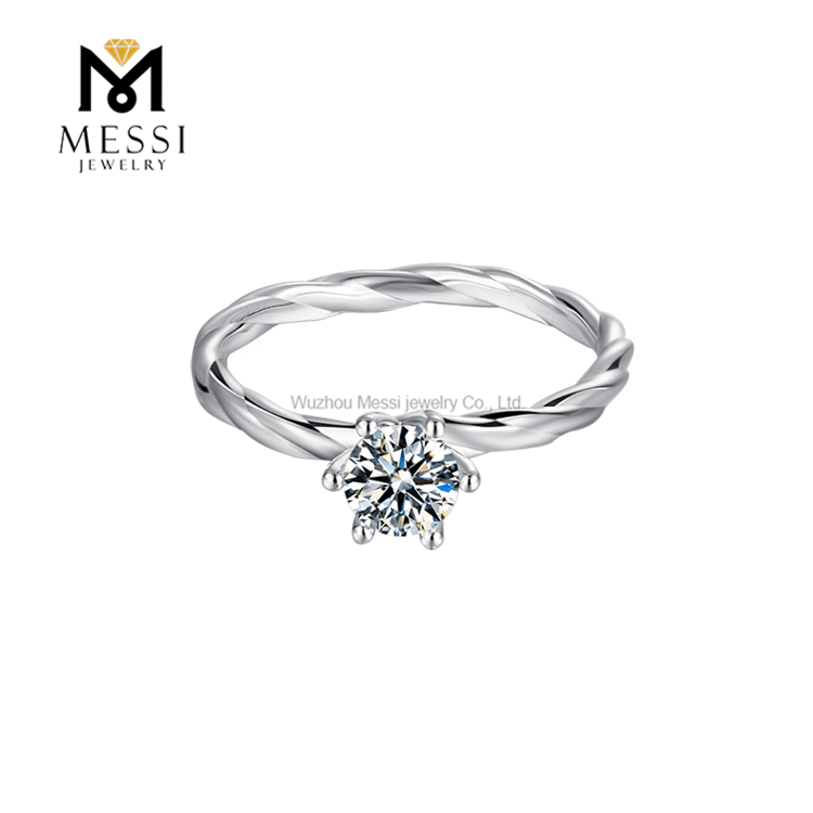 Anel de diamante moissanite 2ct anel de prata esterlina 925 para casamento