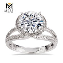 Design de luxo personalizado joias de casamento femininas 14k 18k anel de noivado halo redondo