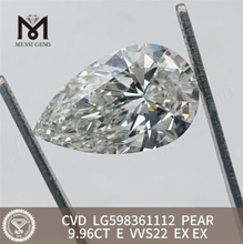 9.96CT PEAR Shape E VVS2 CVD Diamante cultivado solto LG598361112丨Messigems