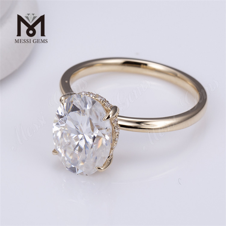 Anel de noivado oval de diamante cultivado em ouro rosa 14k à venda