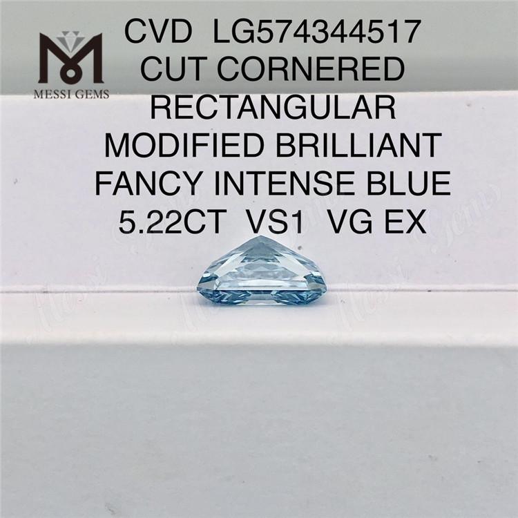 5.22CT VS1 VG EX RETANGULAR FANCY INTENSE BLUE CVD 5ct diamante azul LG574344517