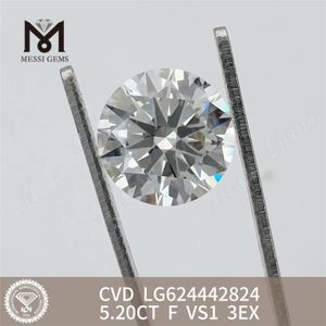 5.20CT F VS1 3EX Diamantes feitos em laboratório CVD LG624442824丨Messigems