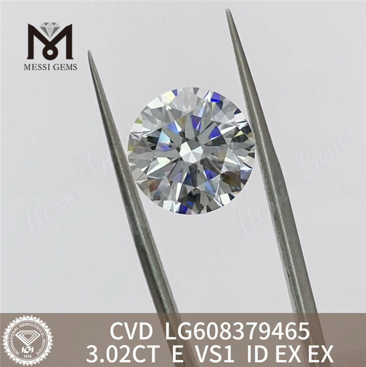 3.02CT E VS1 3ct diamante cultivado em laboratório cvd fornecendo joias finas com valor excepcional LG608379465丨Messigems 