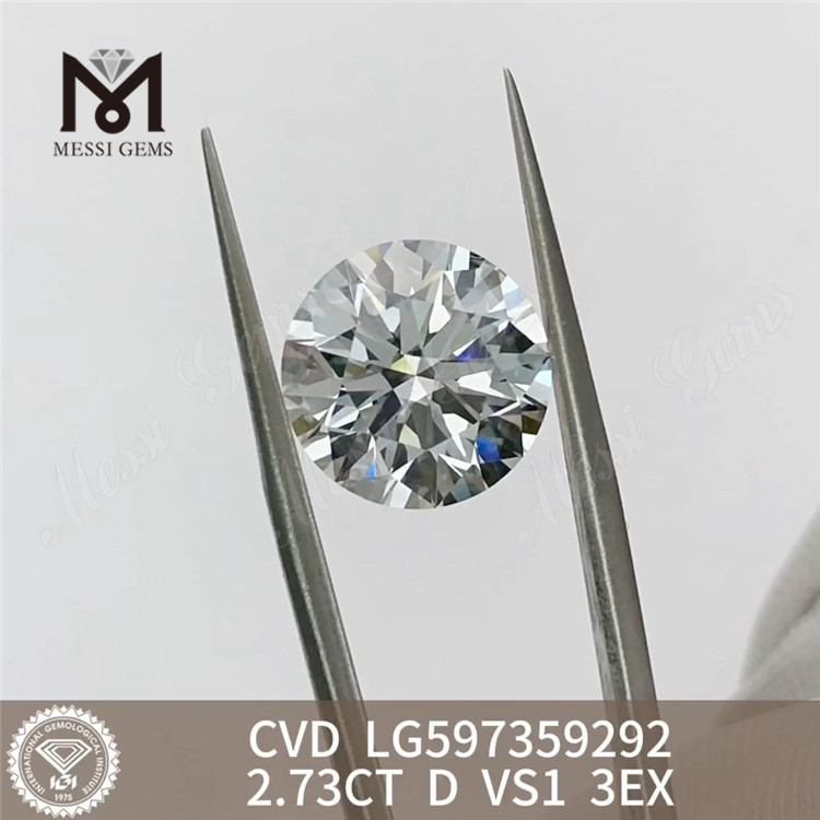 Diamantes certificados igi de 2,73 quilates D VS1 3EX Diamantes CVD de alta qualidade LG597359292丨Messigems