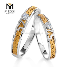 Joia de diamante real personalizada aliança de casamento de ouro 18k anéis de amantes