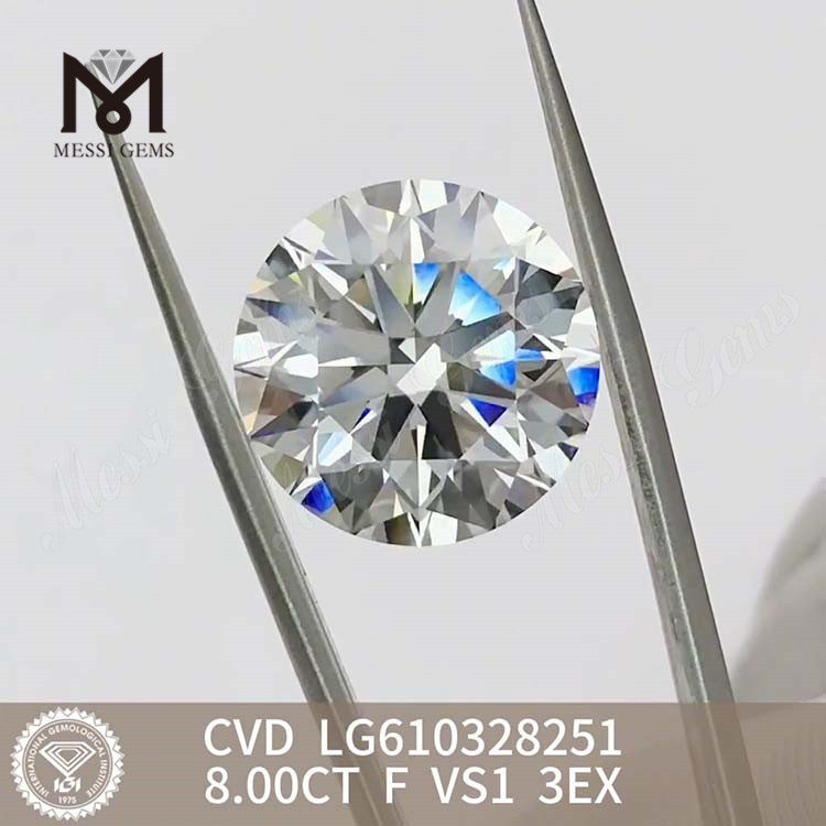 Custo de diamante de laboratório 8.00CT F com certificação IGI Sustainable Sparkle丨Messigems CVD LG610328251