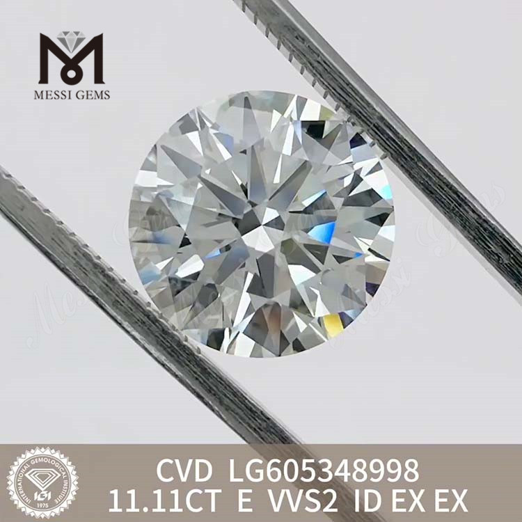 Custo de diamante artificial 11.11CT E VVS2 ID Valores ecológicos丨Messigems CVD LG605348998