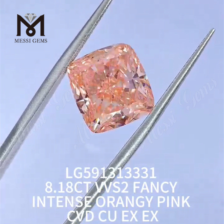 8.18CT VVS2 FANTÁSTICO INTENSO ROSA LARANJA CVD CU EX EX Laboratório Rosa Diamante