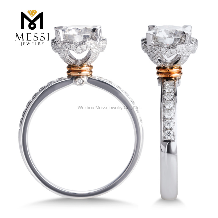 Messi jóias de ouro 14k ouro branco moissanite anel para mulheres