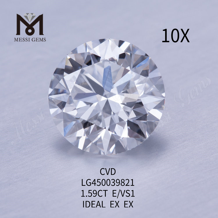 1,59 quilates E VS1 Round IDEL CUT laboratório criado diamante CVD