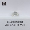 Diamante asscher cultivado em laboratório AS CUT H VS1 de 3,10 ct