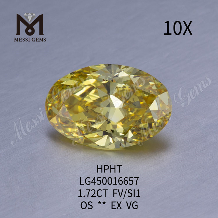 Diamante cultivado em laboratório FVY OVAL BRILLIANT de 1,72 ct SI1