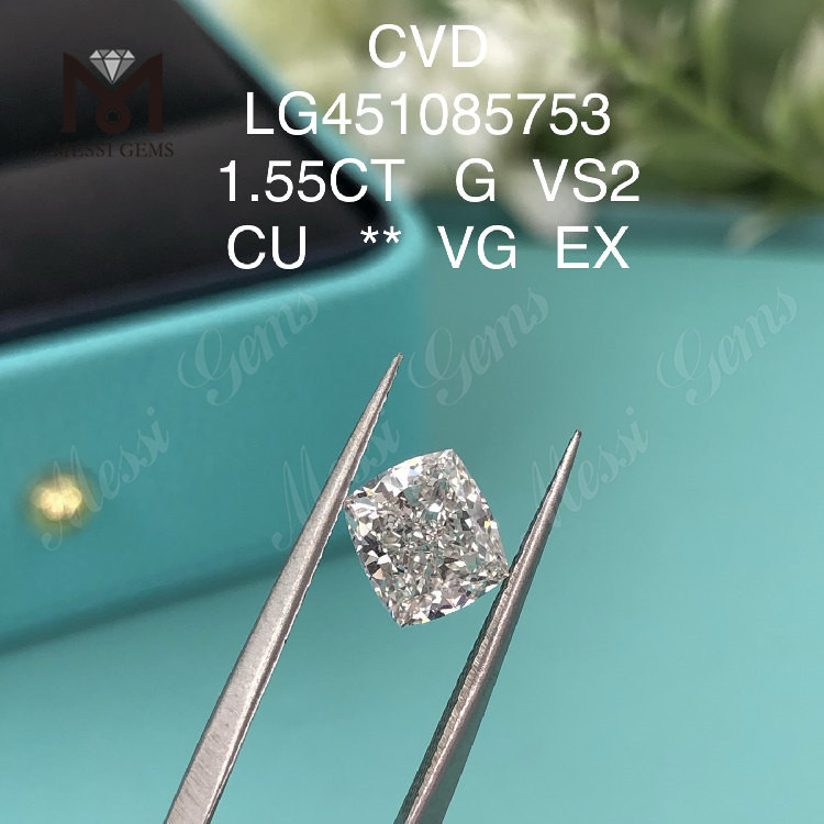1,55 quilates g vs2 almofada cvd corte de diamante cultivado em laboratório preço de fábrica