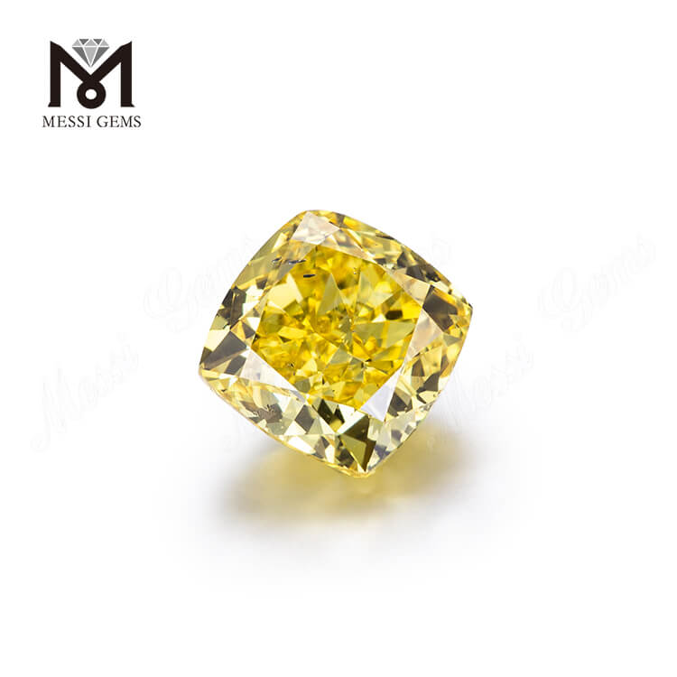 Fancy Vivid Yellow Cushion lapidado HPHT 2.02ct Diamantes cultivados em laboratório