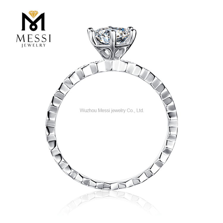 Alta qualidade 925 prata esterlina 14k chapeamento de ouro branco DEF moissanite jóias anel de noivado