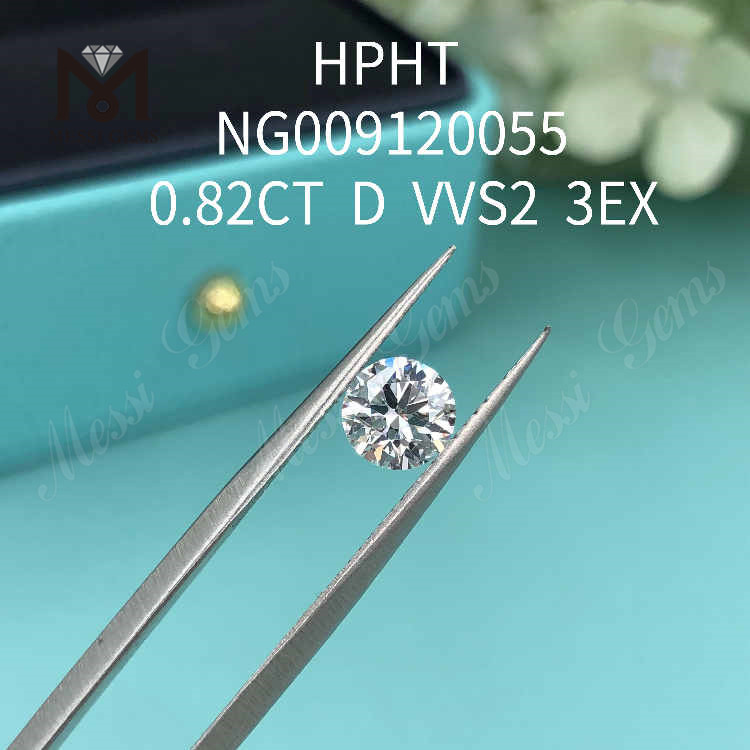 0,82CT diamante solto criado em laboratório VVS2 3EX redondo branco 