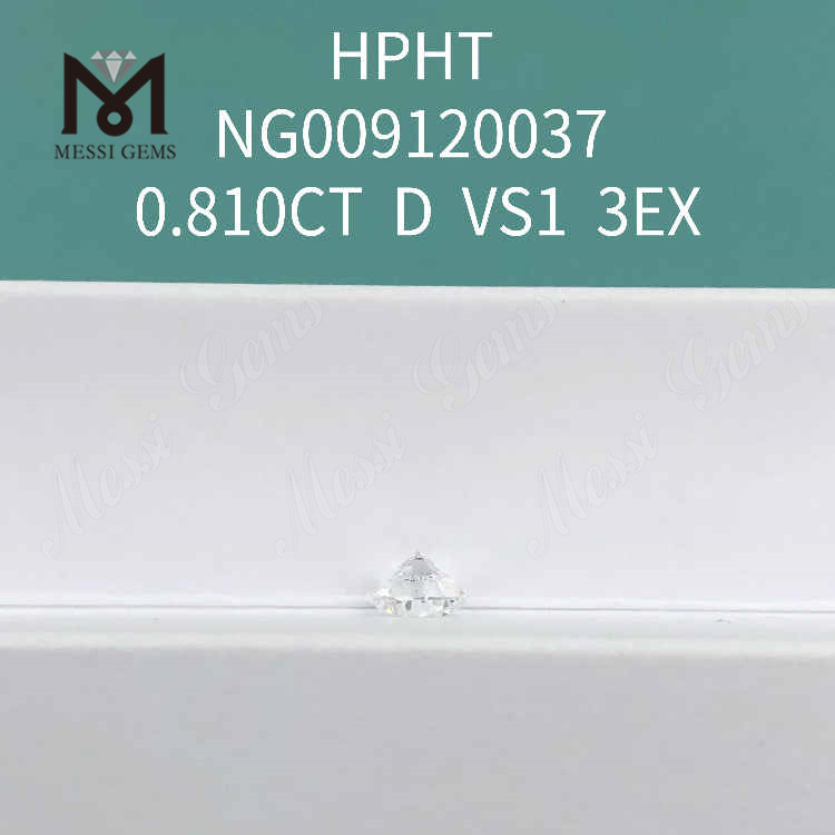 0,810CT D VS1 branco redondo diamante solto feito em laboratório 3EX