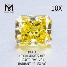 Diamantes de laboratório amarelos de 1,04 quilates com corte radiante VS2 